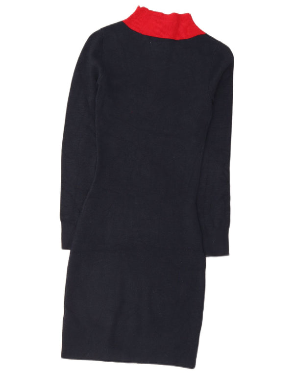 Vestido jumper feminino Jack Wills com zíper e gola UK 6 XS azul marinho colorblock