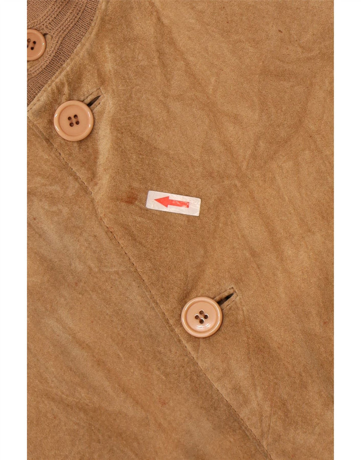 Jaqueta bomber de camurça masculina vintage EU 48 couro bege médio