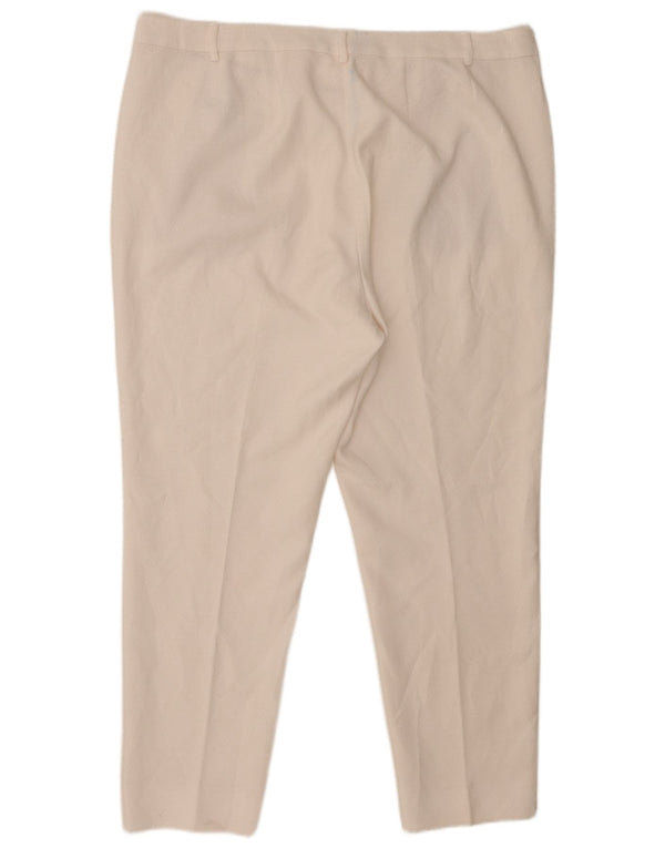 Calça feminina Marks & Spencer UK 18 XL W38 L27 branco geométrico