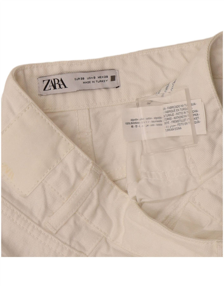 Calça jeans reta feminina Zara EU 38 pequena W28 L28 algodão branco