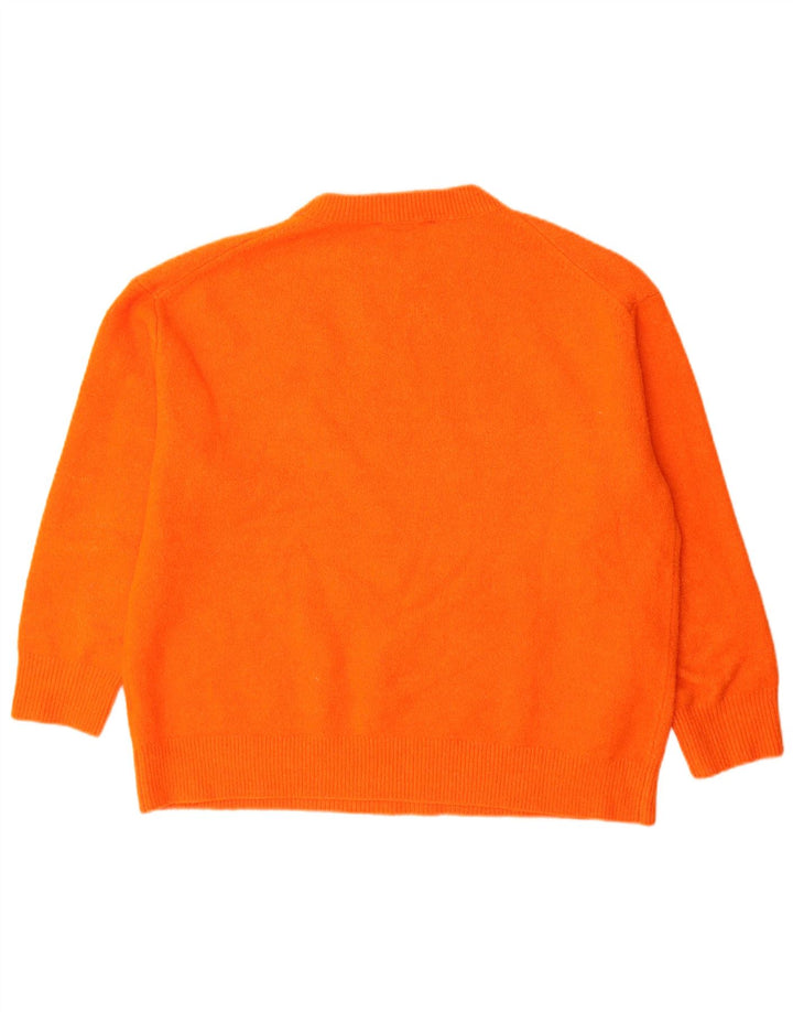 Zara suéter feminino oversized com gola redonda Reino Unido 14 médio laranja acrílico