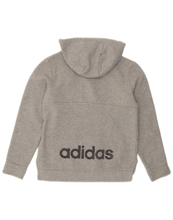 ADIDAS Meninos Zip Neck Hoodie Jumper 12-13 Anos Cinza Colorblock