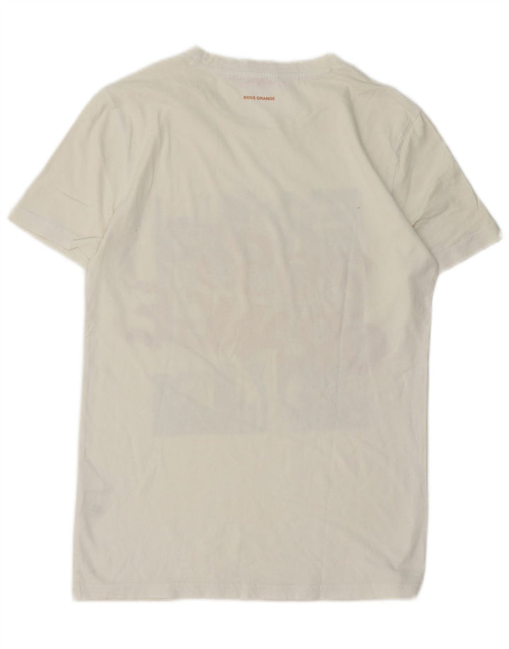 Camiseta gráfica masculina HUGO BOSS top pequeno algodão branco