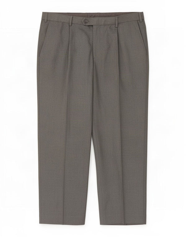 Calça masculina de ajuste regular Marks & Spencer W36 L29 poliéster cinza