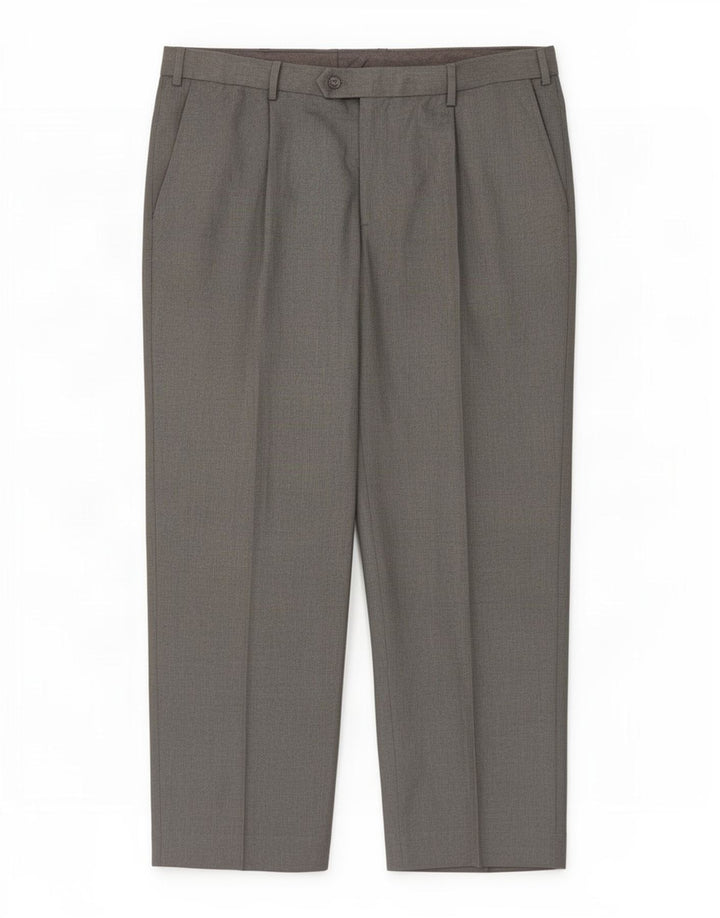 Calça masculina de ajuste regular Marks & Spencer W36 L29 poliéster cinza