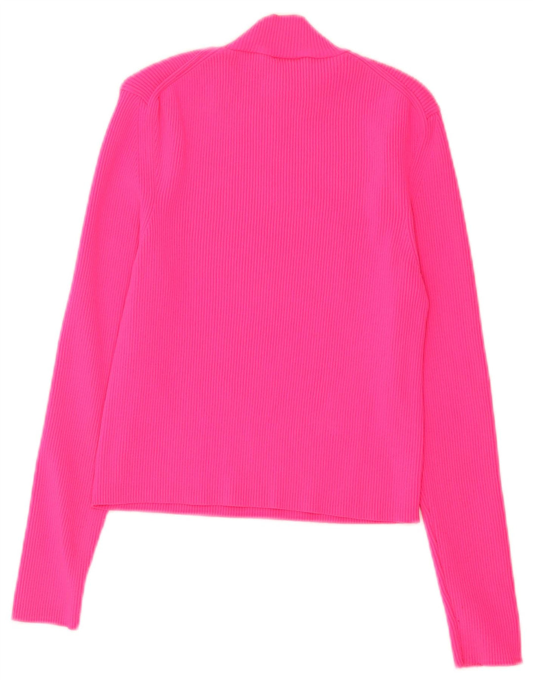 Zara Top curto feminino manga comprida Reino Unido 14 grande rosa poliamida
