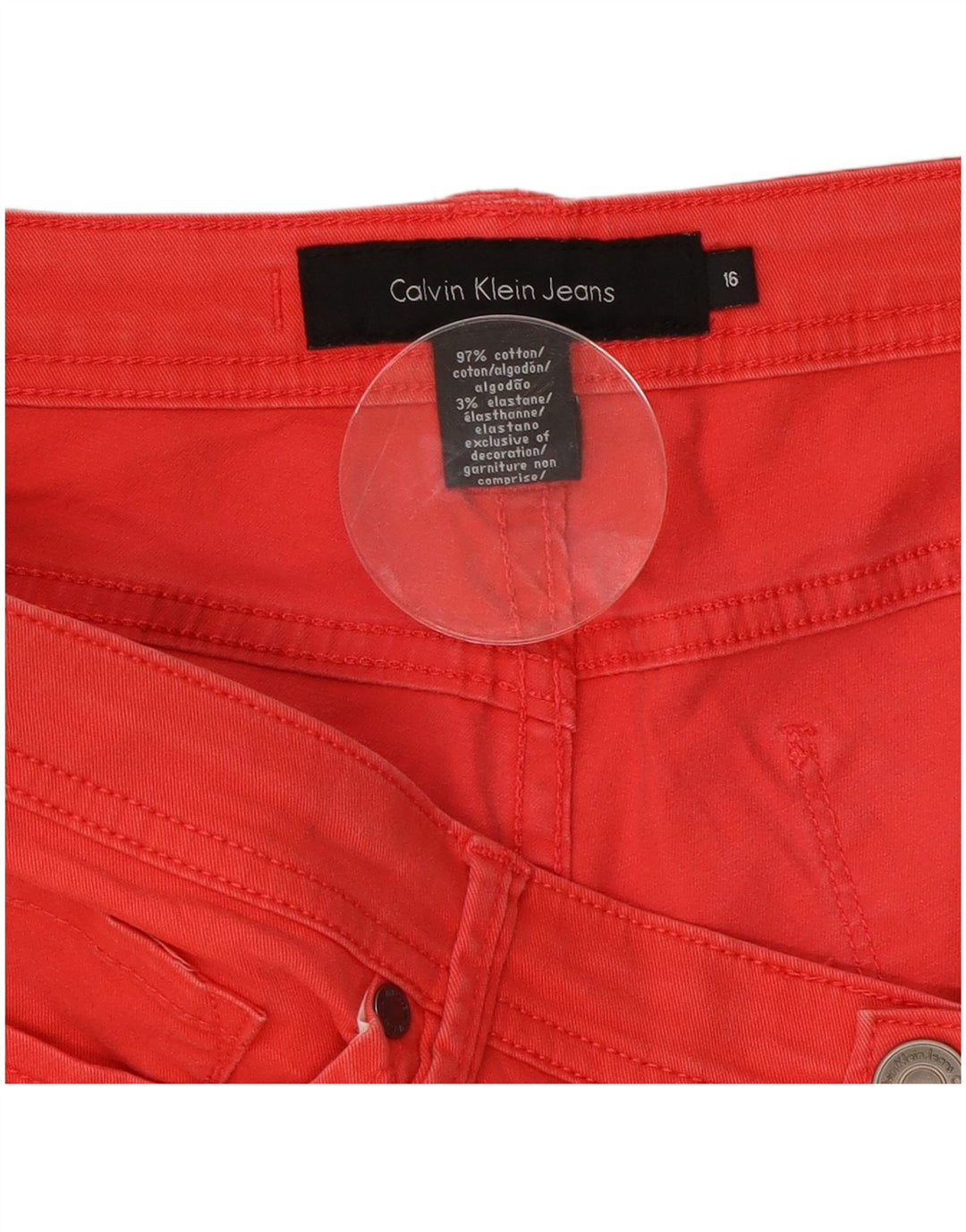 Calça jeans reta feminina CALVIN KLEIN EUA 16 2XL W34 L27 algodão vermelho