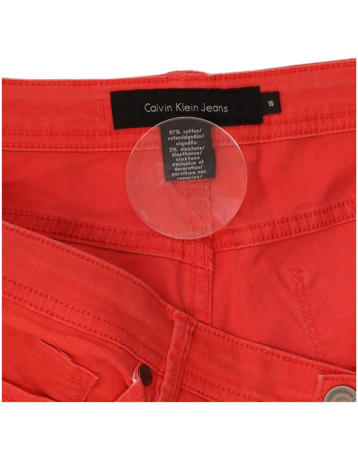 Calça jeans reta feminina CALVIN KLEIN EUA 16 2XL W34 L27 algodão vermelho