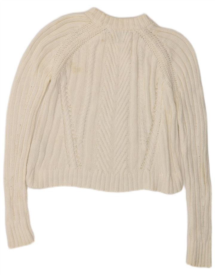 Suéter feminino Zara com gola alta e gola alta, tamanho UK 10, pequeno, branco