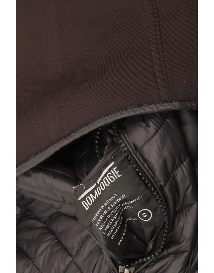 Jaqueta bomber masculina com capuz Bomboogie acolchoada Reino Unido 36 poliéster preto pequeno