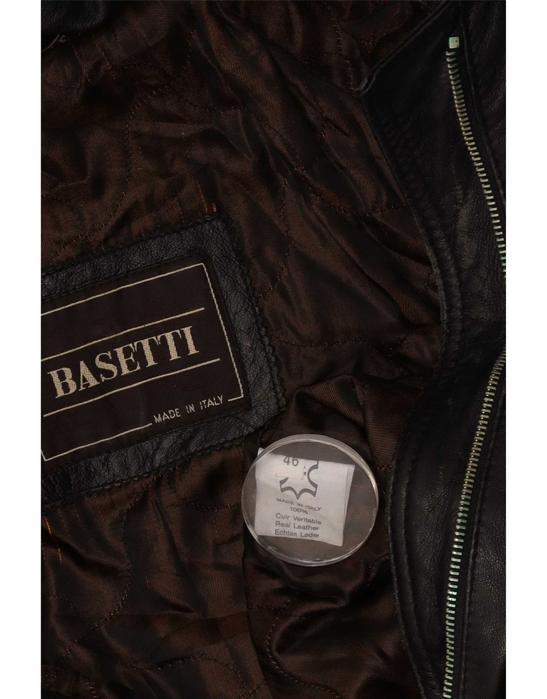 Basetti Jaqueta feminina de couro com capuz IT 46 Grande Preto