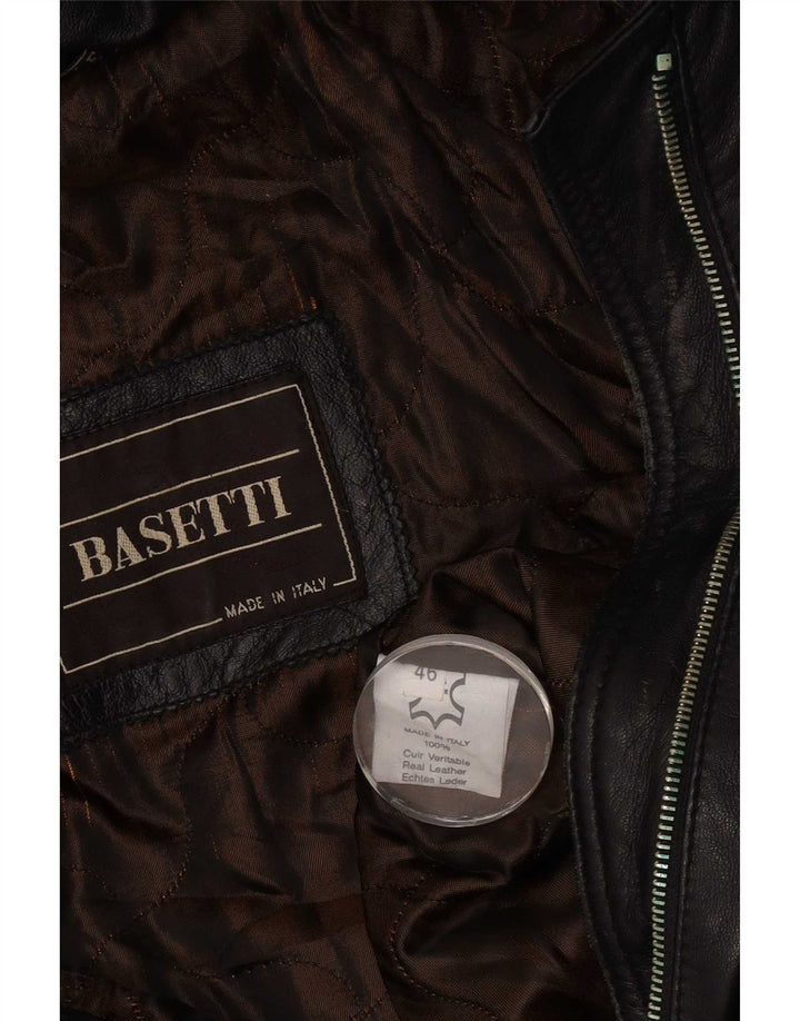 Basetti Jaqueta feminina de couro com capuz IT 46 Grande Preto