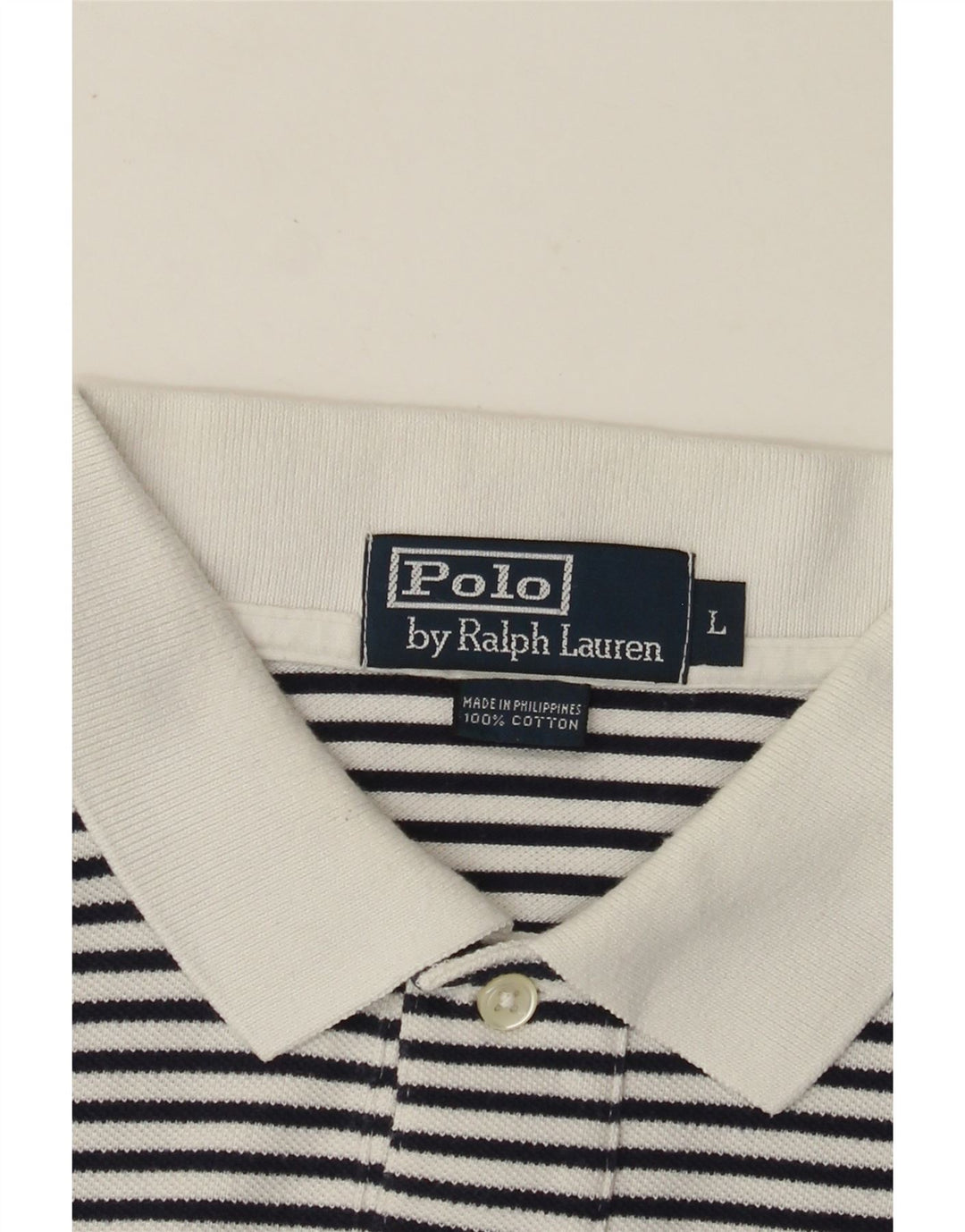 Camisa polo masculina POLO RALPH LAUREN grande algodão listrado branco