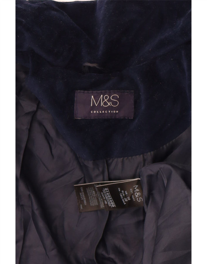 Jaqueta feminina acolchoada de veludo grande Marks & Spencer Reino Unido 10 pequena azul marinho