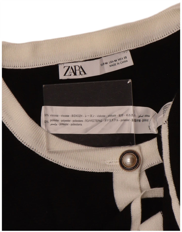 Suéter cardigã feminino Zara UK 12 poliéster preto médio
