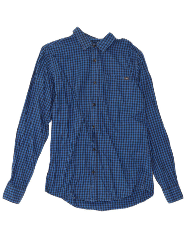 Camisa masculina Jack & Jones pequena azul algodão guingão
