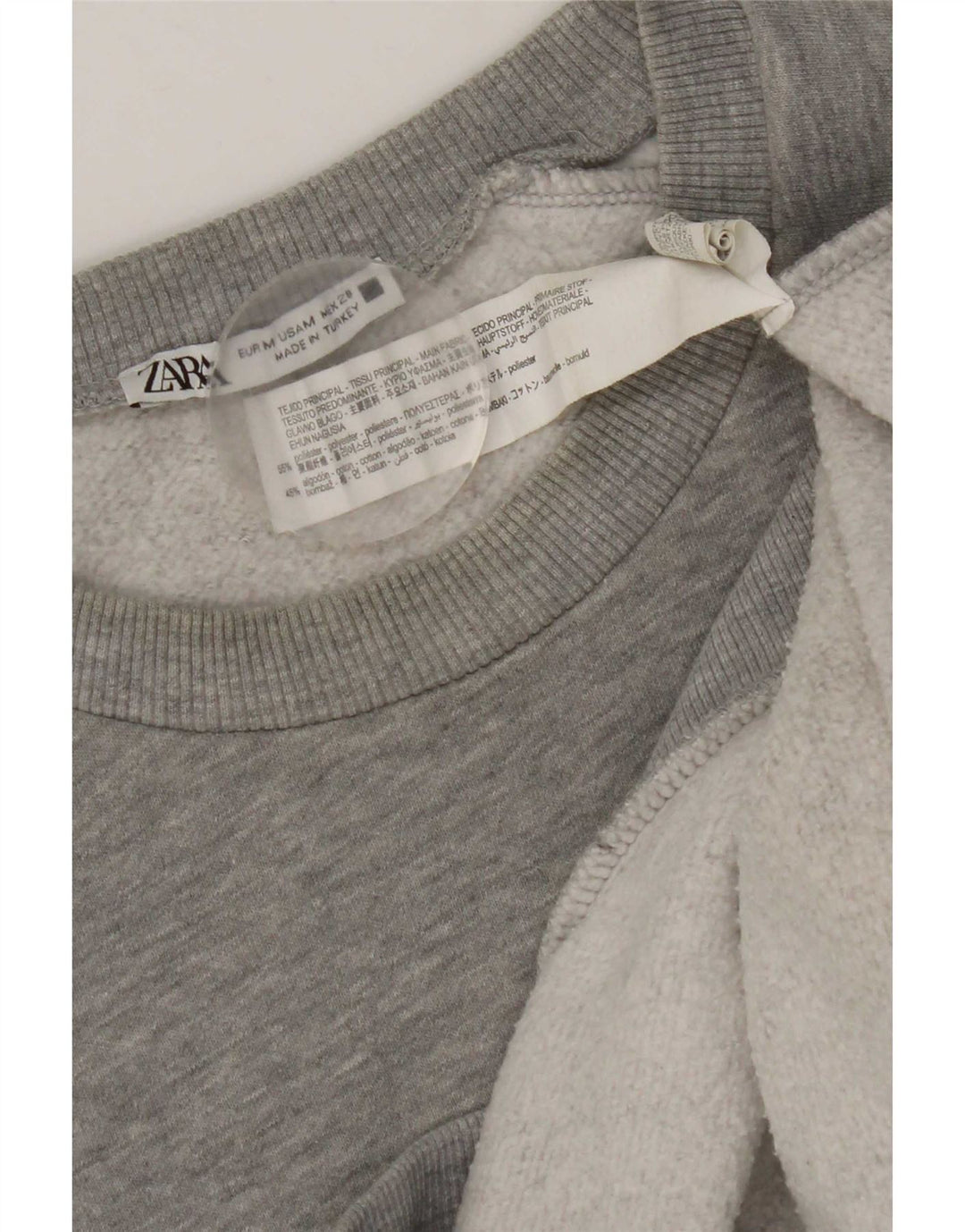 Zara moletom gráfico feminino jumper UK 14 poliéster cinza médio