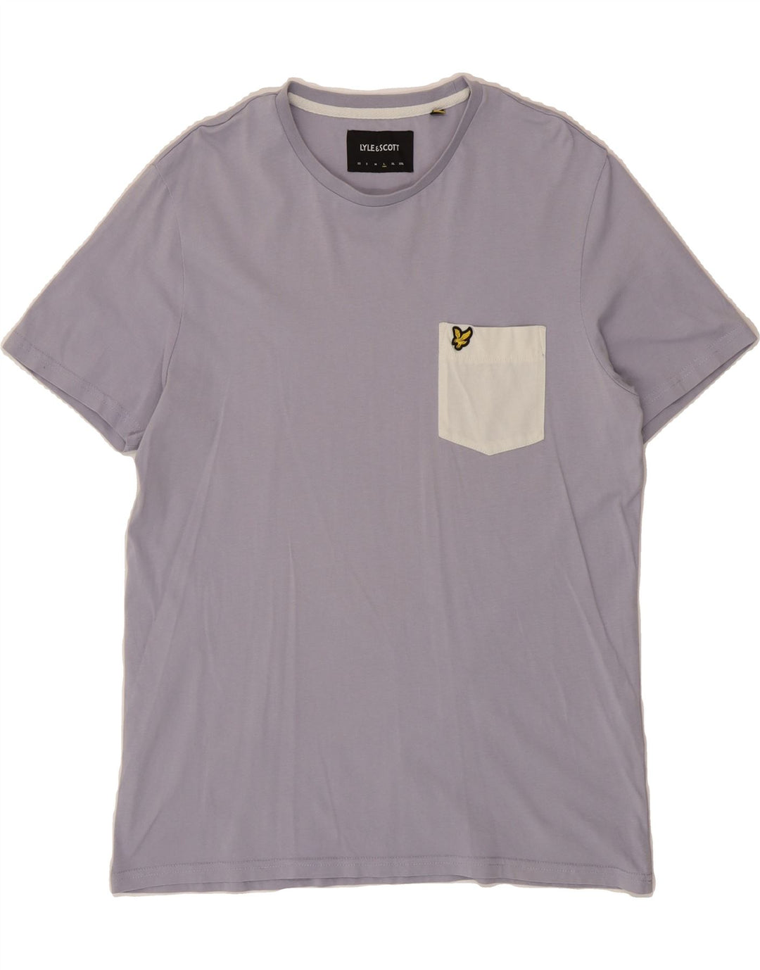 LYLE & SCOTT Mens T-Shirt Top Large Purple Colourblock Cotton Vintage Lyle & Scott and Second-Hand Lyle & Scott from Messina Hembry 