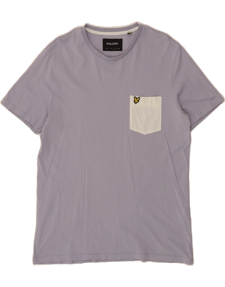LYLE & SCOTT Mens T-Shirt Top Large Purple Colourblock Cotton Vintage Lyle & Scott and Second-Hand Lyle & Scott from Messina Hembry 