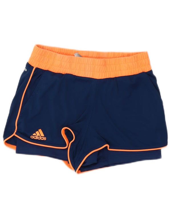 Adidas Womens Climalite Sport Shorts UK 8/10 Pequeno Azul Marinho Colorblock
