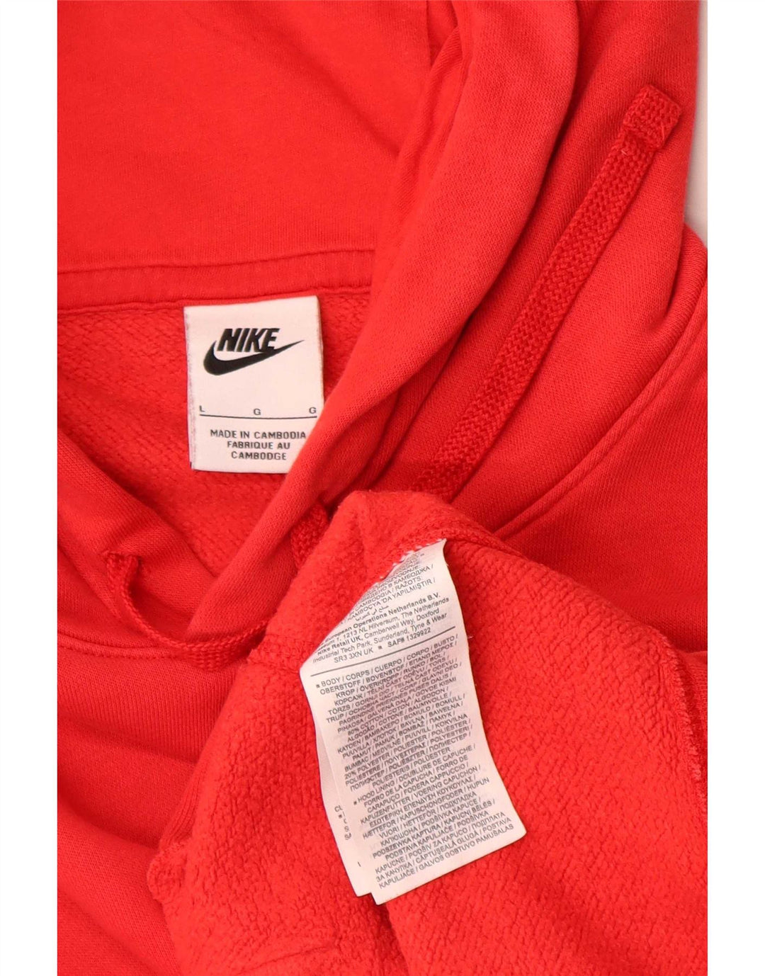 Nike Mens Hoodie Jumper Grande Algodão Vermelho