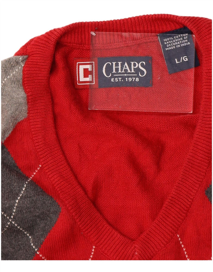 Regata masculina CHAPS com colete grande vermelho Argyle/algodão diamante