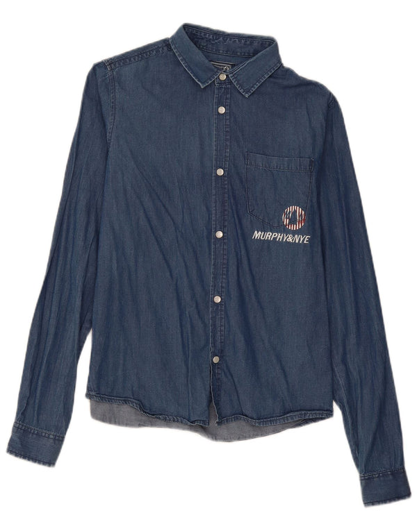 Camisa jeans gráfica Murphy & Nye Boys 15-16 anos azul marinho algodão