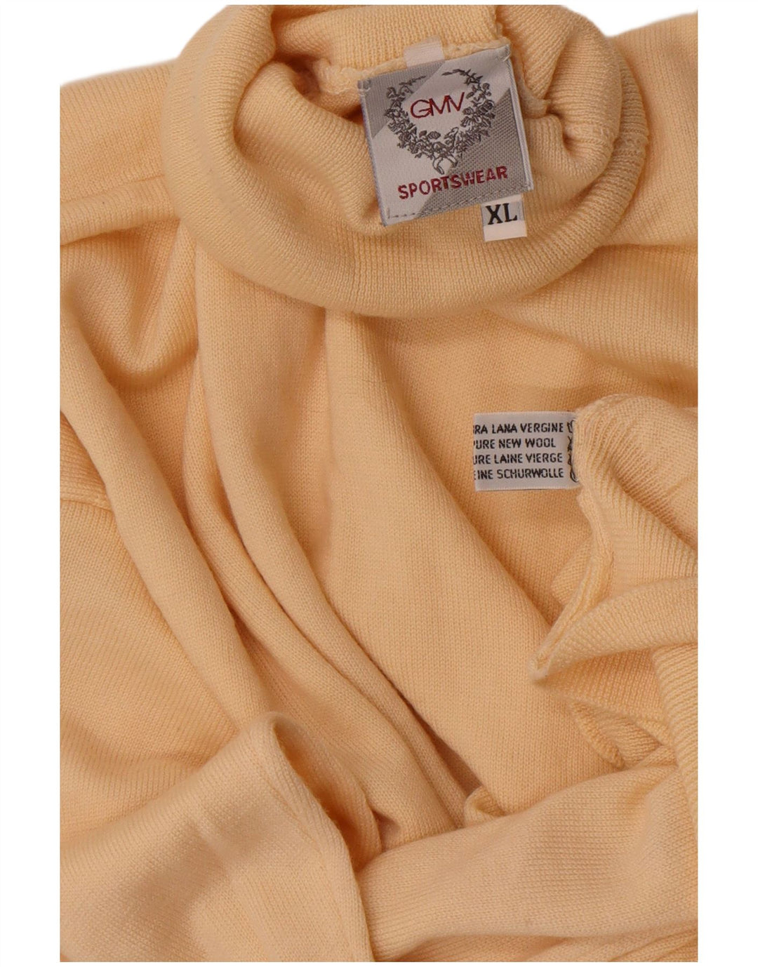Suéter masculino vintage com gola redonda XL lã bege