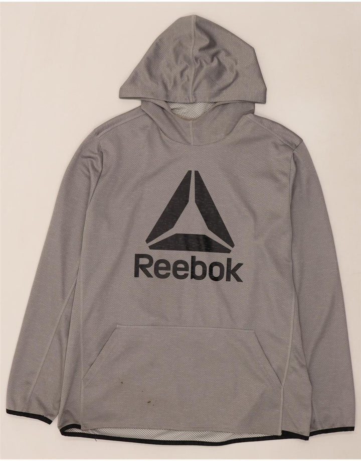 REEBOK Mens Graphic Hoodie Jumper XL Cinza Poliéster