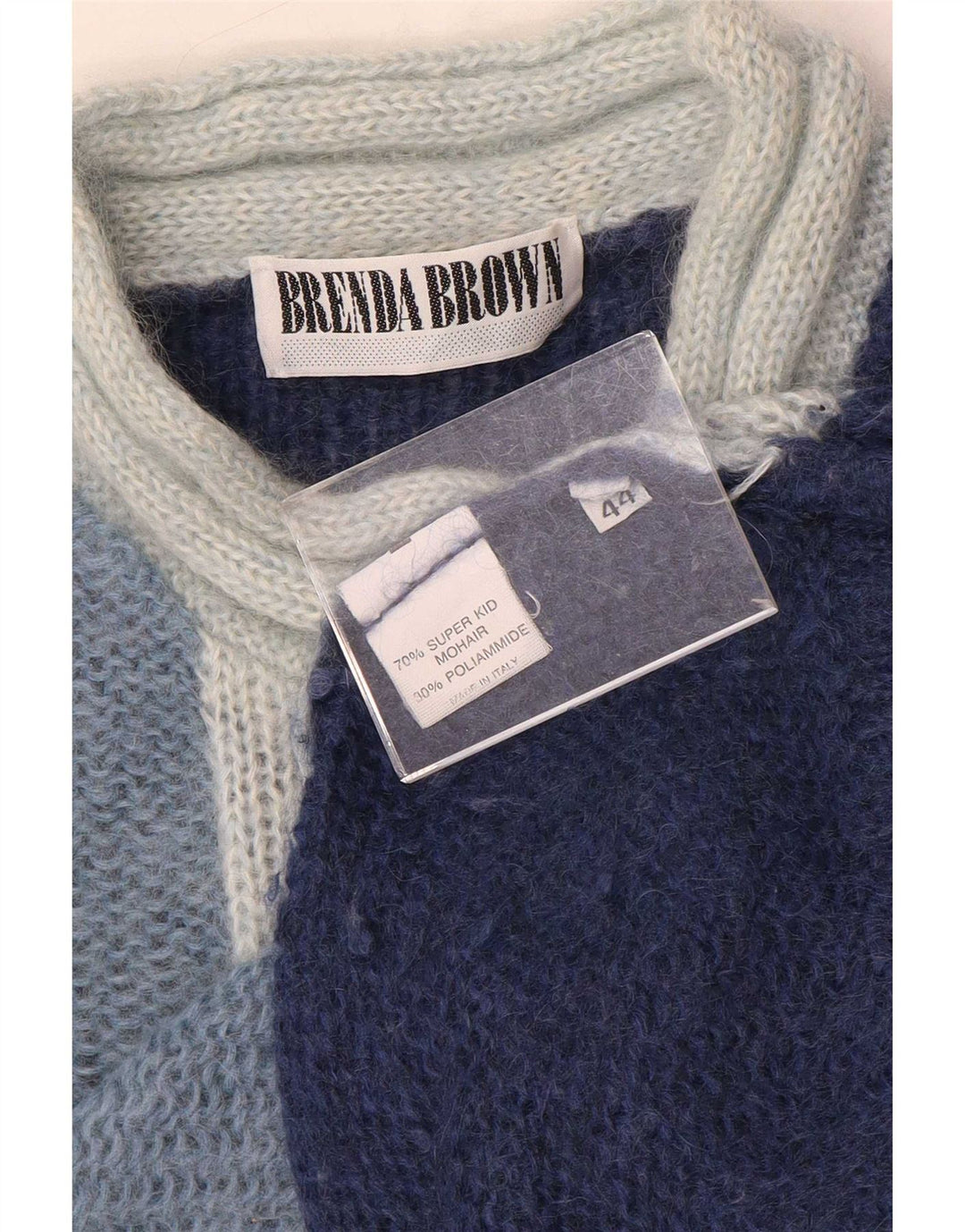Suéter feminino vintage com gola tartaruga IT 44 azul marinho médio