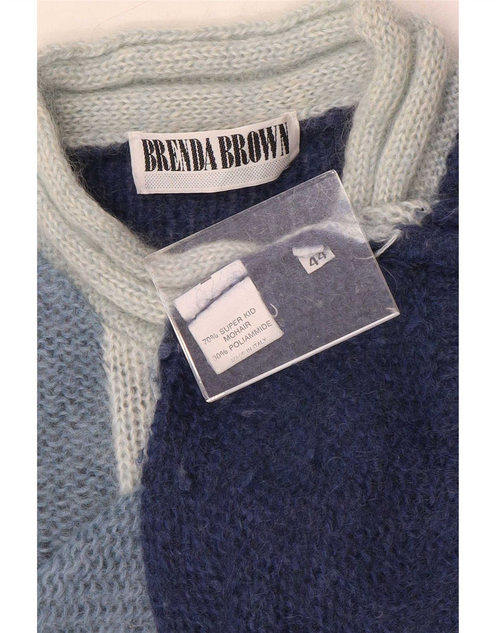 Suéter feminino vintage com gola tartaruga IT 44 azul marinho médio