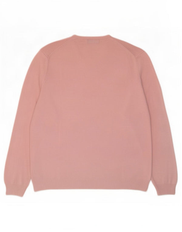 Suéter masculino Zara com decote em V grande rosa