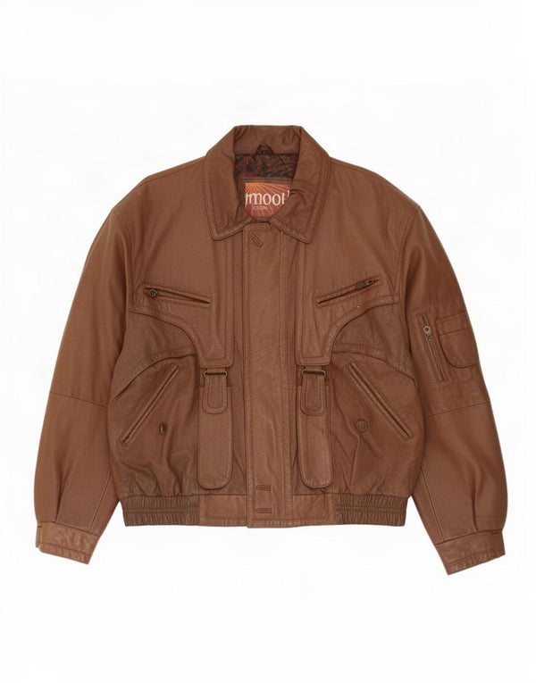 Jaqueta de couro masculina vintage IT 52 XL marrom
