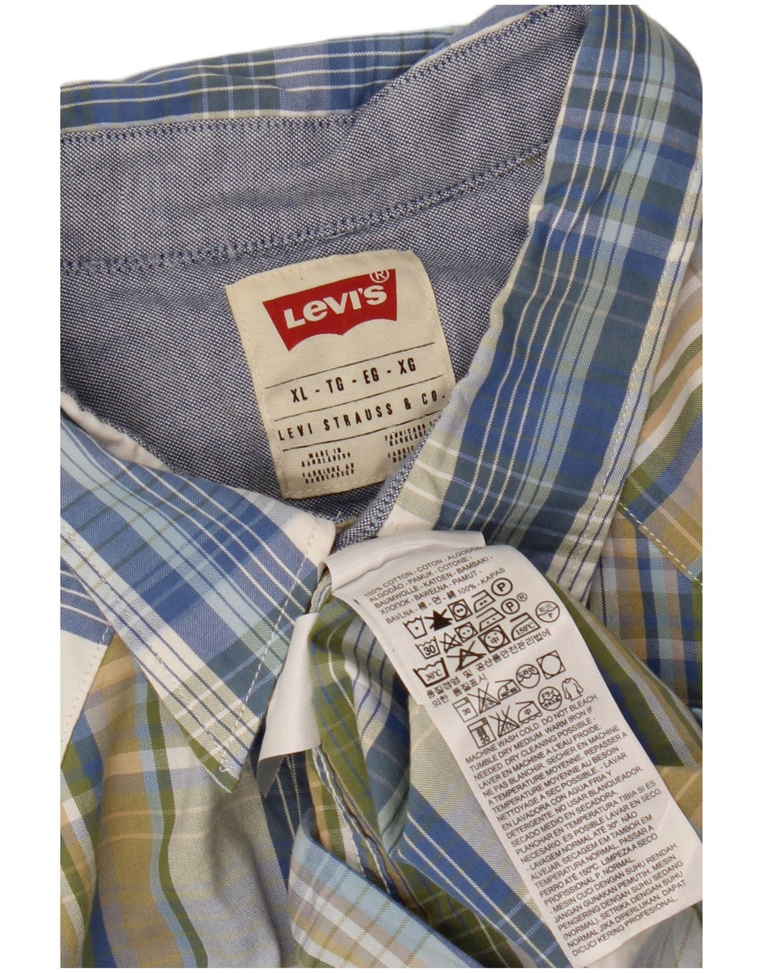 Camisa masculina de flanela LEVI'S XL algodão xadrez multicolorido