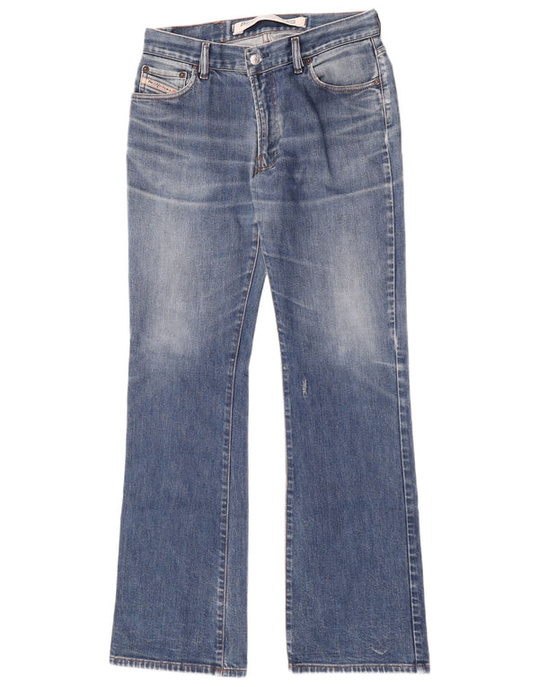 Diesel feminino jeans bootcut desgastado W31 L33 azul algodão