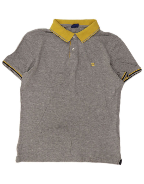 Camisa polo masculina de rugby Champion grande algodão cinza