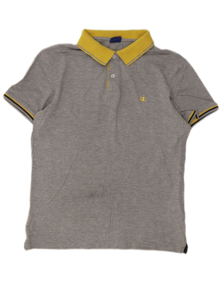 Camisa polo masculina de rugby Champion grande algodão cinza