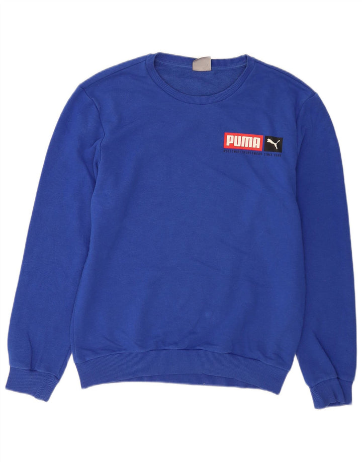 Puma Mens Graphic Moletom Jumper Pequeno Azul