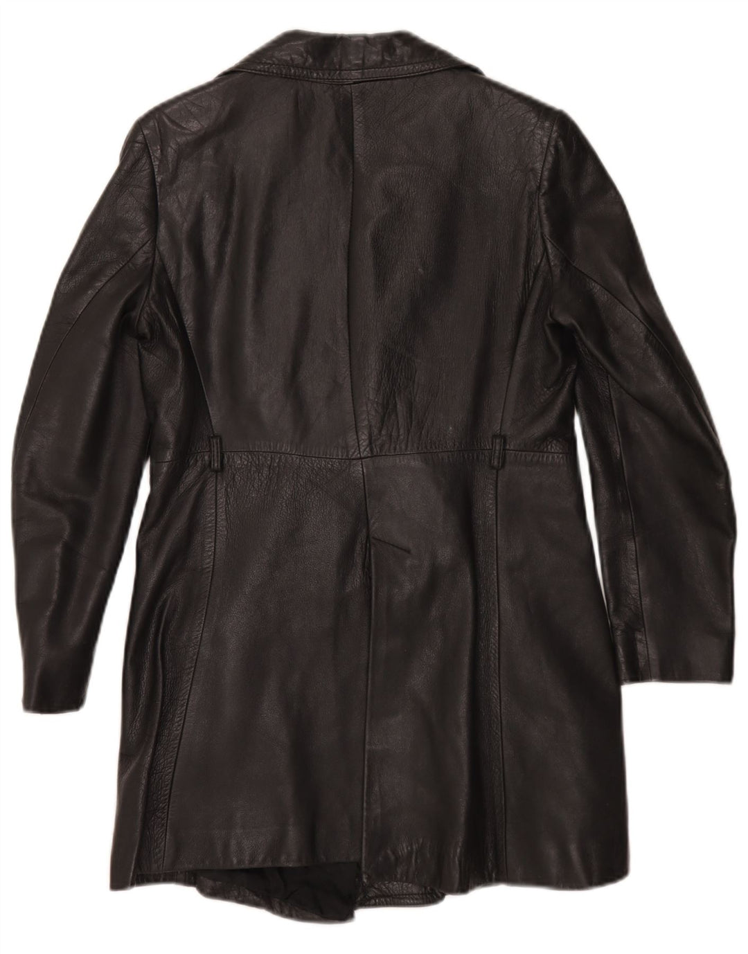 Casaco de couro feminino vintage UK 10 pequeno preto