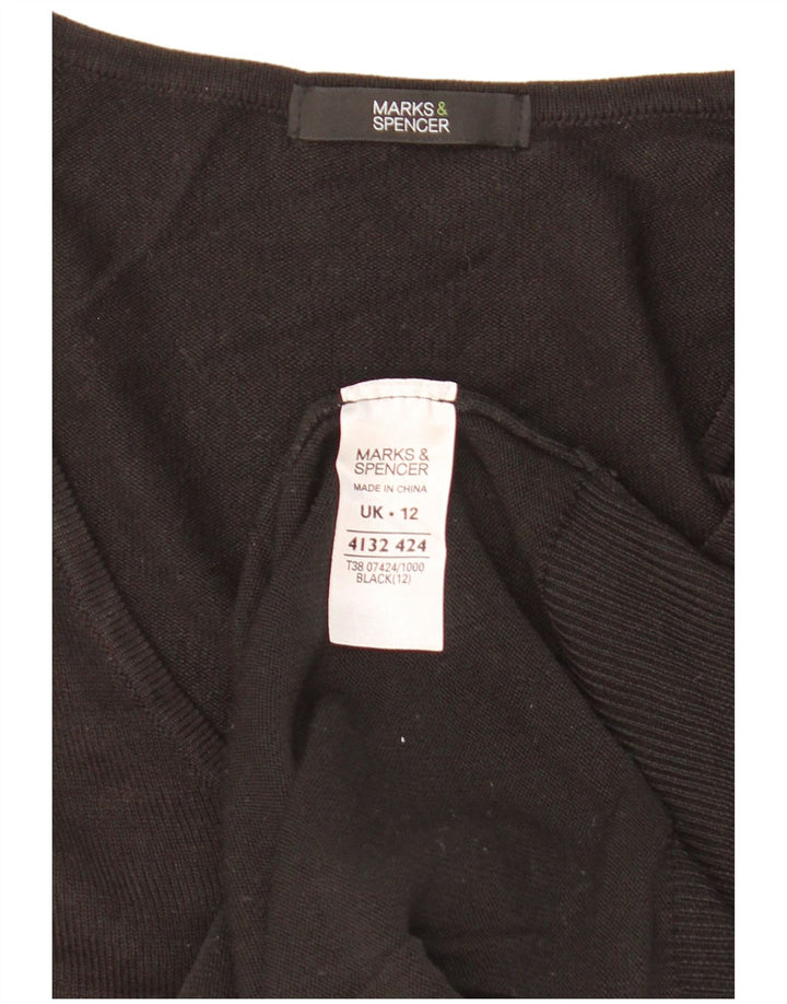 Suéter feminino Marks & Spencer com decote em V Reino Unido 12 acrílico preto médio