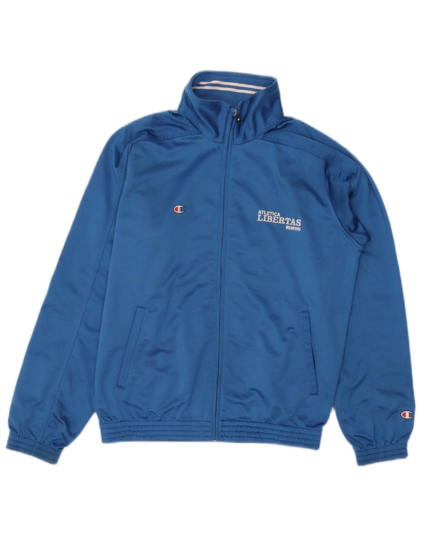 Champion Mens Graphic Tracksuit Top Jaqueta Pequena Azul Poliéster