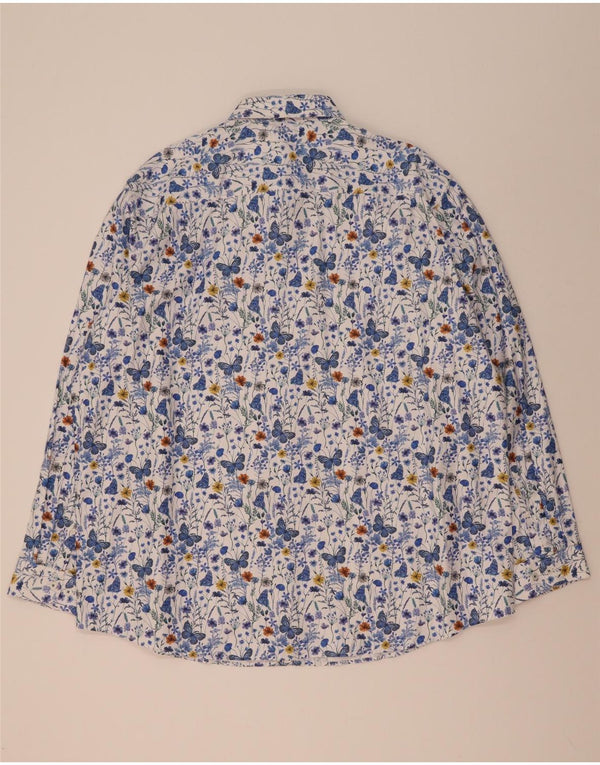 Camisa masculina C&A de ajuste regular tamanho 47/48 3XL algodão floral azul