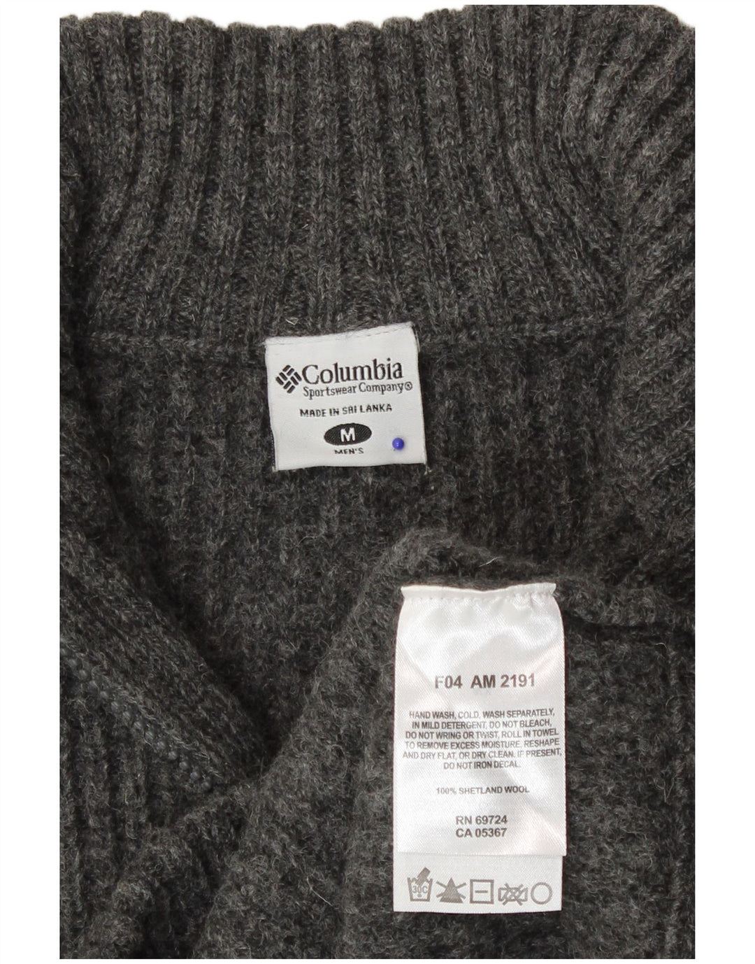 Columbia Suéter masculino com zíper e gola em lã cinza médio