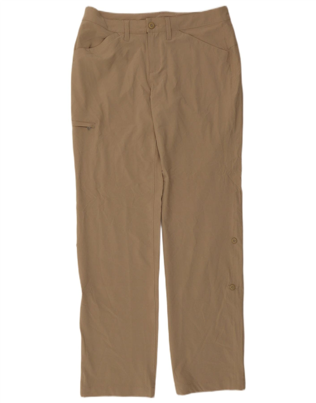 Calça cargo feminina Eddie Bauer reta US 6 médio W30 L32 bege