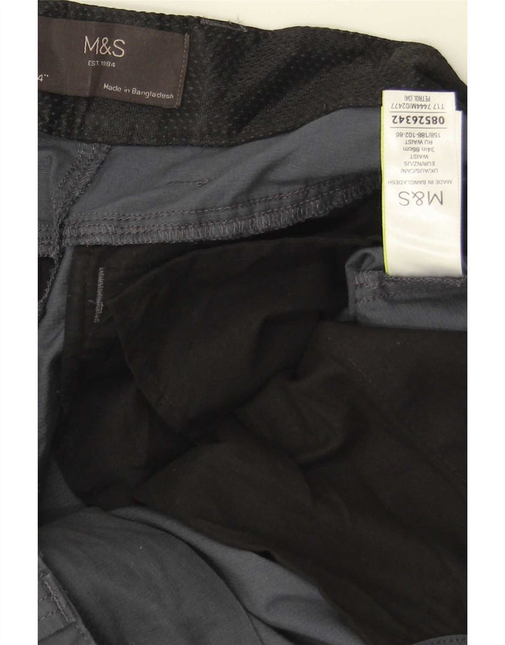 Shorts cargo masculino Marks & Spencer W34 grande algodão cinza