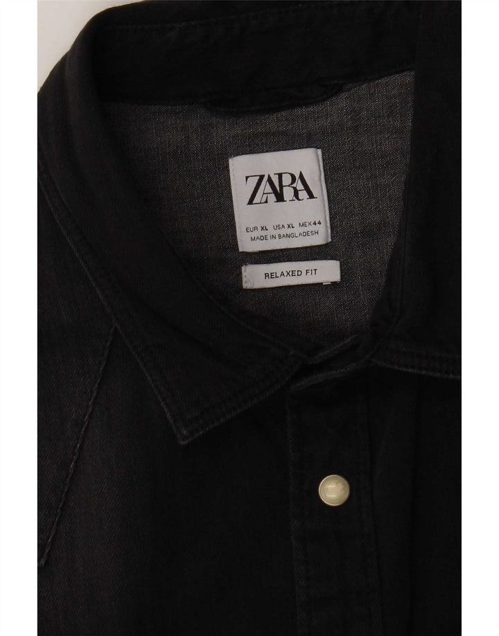 Camisa jeans masculina Zara XL preta