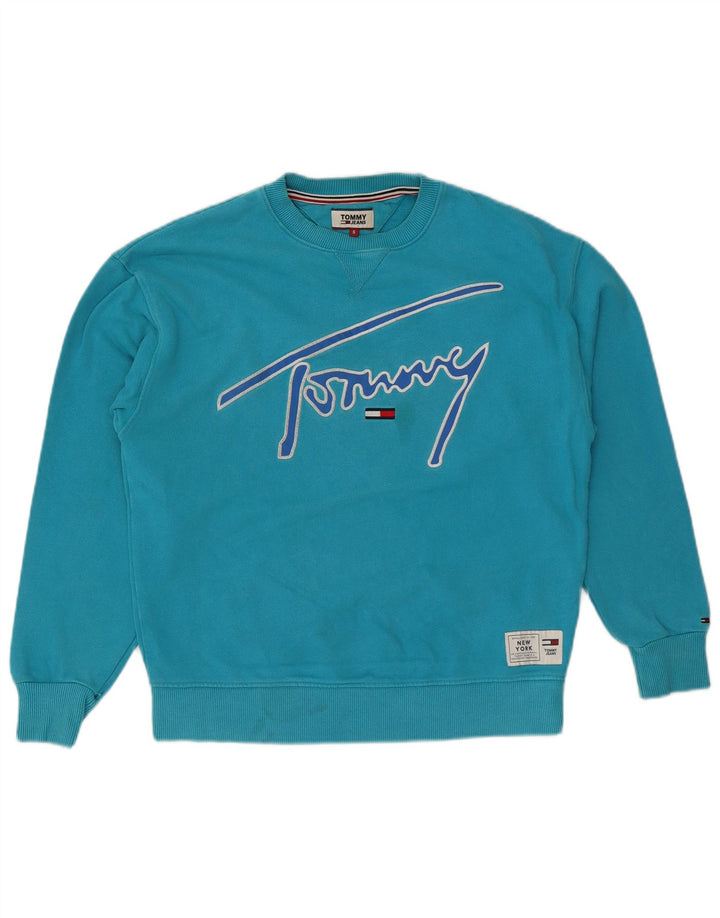 Tommy Hilfiger moletom gráfico masculino jumper pequeno azul algodão