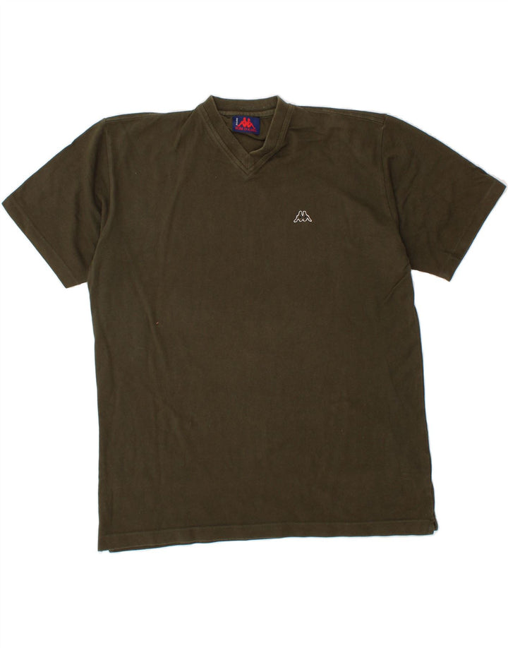 KAPPA Mens T-Shirt Top XL Khaki Cotton Vintage Kappa and Second-Hand Kappa from Messina Hembry 