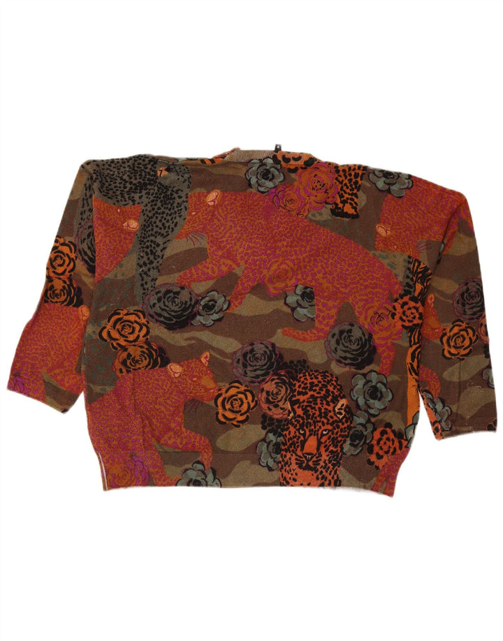 Suéter feminino Desigual com decote em V UK 14 médio multicolorido