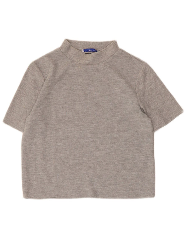 Top curto feminino Zara Reino Unido 12 cinza médio